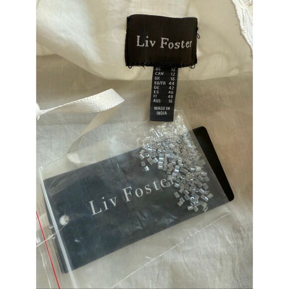 Liv Foster Reese Sleeveless V-Neck Embroidered White Maxi Dress Size 12